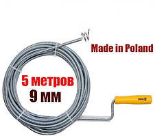 Трос для прочищення труб посилений "Змійка" 9 мм 5 метрів Vorel 55544