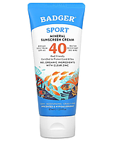 Крем солнцезащитный минеральный SPF 40 Badger Company серия Sport без запаха 87 мл