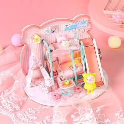 Меблі дерев'яні для ляльок P-003F кімната спальня музична зі світлом, набір для творчості