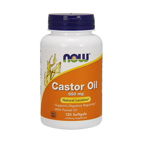 NOW Castor Oil 650 mg (120 softgels), фото 1