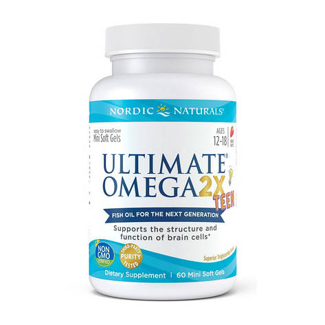 Ultimate Omega 2X Teen (60 mini soft gels, great strawberry), фото 1