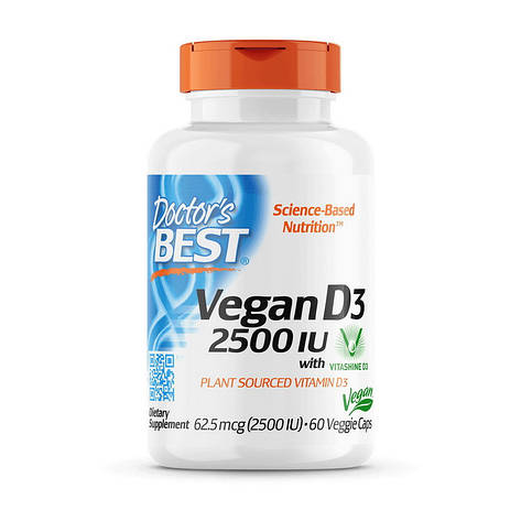 Vegan D3 2500 IU with plant sourced vitamin D3 (60 veg caps), фото 1