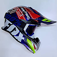 Мото шлем Эндуро Синий Fox Recing Gloss + очки 100% в комплекте