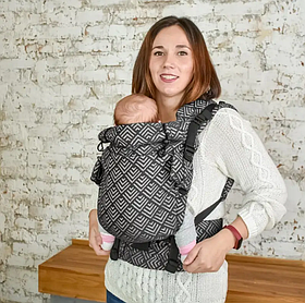 Ерго рюкзак регульований від народження 0 - 18 місяців "Adapt" Coolbabka Сірий Geometry