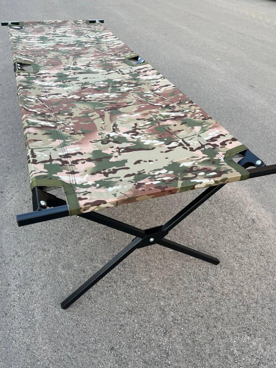 Розкладачка військова НАТО переносна. Складне ліжко армійське військове для ЗСУ з чохлом. Камуфляж