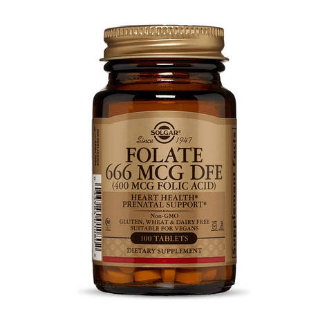 Folate 666 mcg DFE (Folic Acid 400 mcg) (100 tabs), фото 1