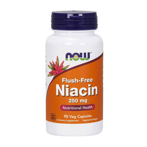 NOW Flush-Free Niacin 250 mg (90 vcaps), фото 1