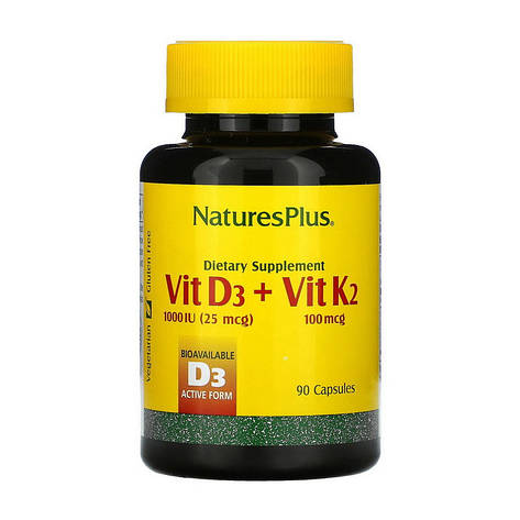 Vit D3 1000IU (25 mcg) + Vit K2 100 mg (90 caps), фото 1