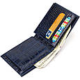 Гарний гаманець для чоловіків з натуральної шкіри з тисненням під крокодила CANPELLINI 21924 Синій, фото 2
