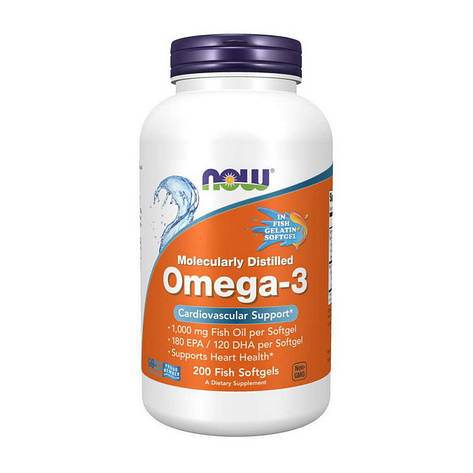 Omega-3 Molecularly Distilled (200 fish softgels), фото 1