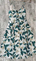 Красивое модное стильное летнее хлопковое женское платье сарафан с принтом белый р.44