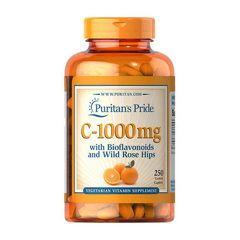 C-1000 mg with bioflavonoids and wild rose hips (250 caplets), фото 1