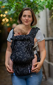 Ерго рюкзак регульований від народження 0 - 18 місяців "Adapt" Coolbabka Чорний Unicorns