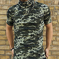 Мужская классическая тактическая камуфляжная футболка / Армейская форменная футболка для военных/ Пиксель ММ14