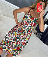 Красиве модне стильне літнє бавовняне жіноче плаття сарафан з принтом у кольорах р.42/46
