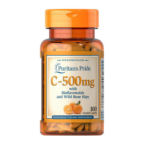 Vitamin C-500 mg with Bioflavonoids and Rose Hips (100 caplets), фото 1