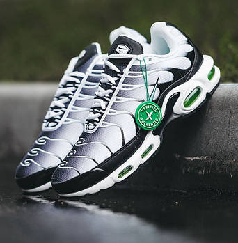 Чоловічі кросівки Nike Air Max Tn Plus літні. Аїр макс Тн весна-осінь повсякденні біло-чорні. Живе фото