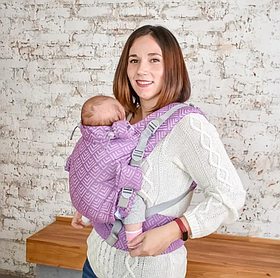 Ерго рюкзак регульований від народження 0 - 18 місяців "Adapt" Coolbabka Бузковий Geometry