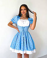 Жіноча літня коротка сукня у французькому стилі. Розміри: 42-44, 44-46 Кольори: червоний, блакитний.