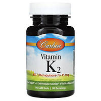 Carlson Labs, Vitamin К2 (МК-7) 45 мкг (90 капс.), вітамін К-2 МК-7