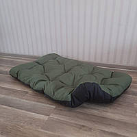 Лежак для собак 85х63х10см Лежанка матрас для средних пород двухсторонний цвет Хаки с черным
