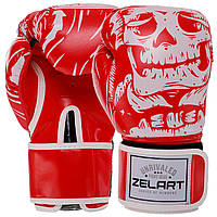 Боксерські рукавички SKULL FLEX на липучці червоні BO-5493, 12 унцій