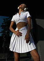 Женский костюм поло и тенниска, белый S-M; M-L ткань кулир и креп костюмка, стильный и нежный