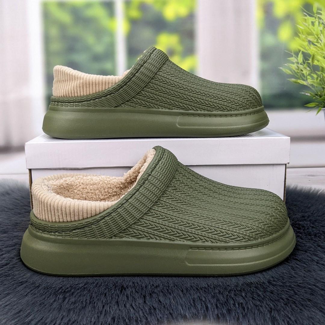 Калоші без задника сабо на хутрі жіночі Dago Style оливкового кольору 2879, фото 1