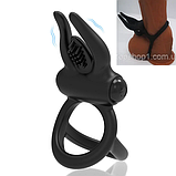 Подвійне кільце з вібрацією для продовження статевого акту, Кільце з відростком для стимуляції клітора, Інтимн, фото 2