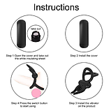 Подвійне кільце з вібрацією для продовження статевого акту, Кільце з відростком для стимуляції клітора, Інтимн, фото 3