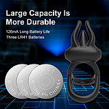 Подвійне кільце з вібрацією для продовження статевого акту, Кільце з відростком для стимуляції клітора, Інтимн, фото 7