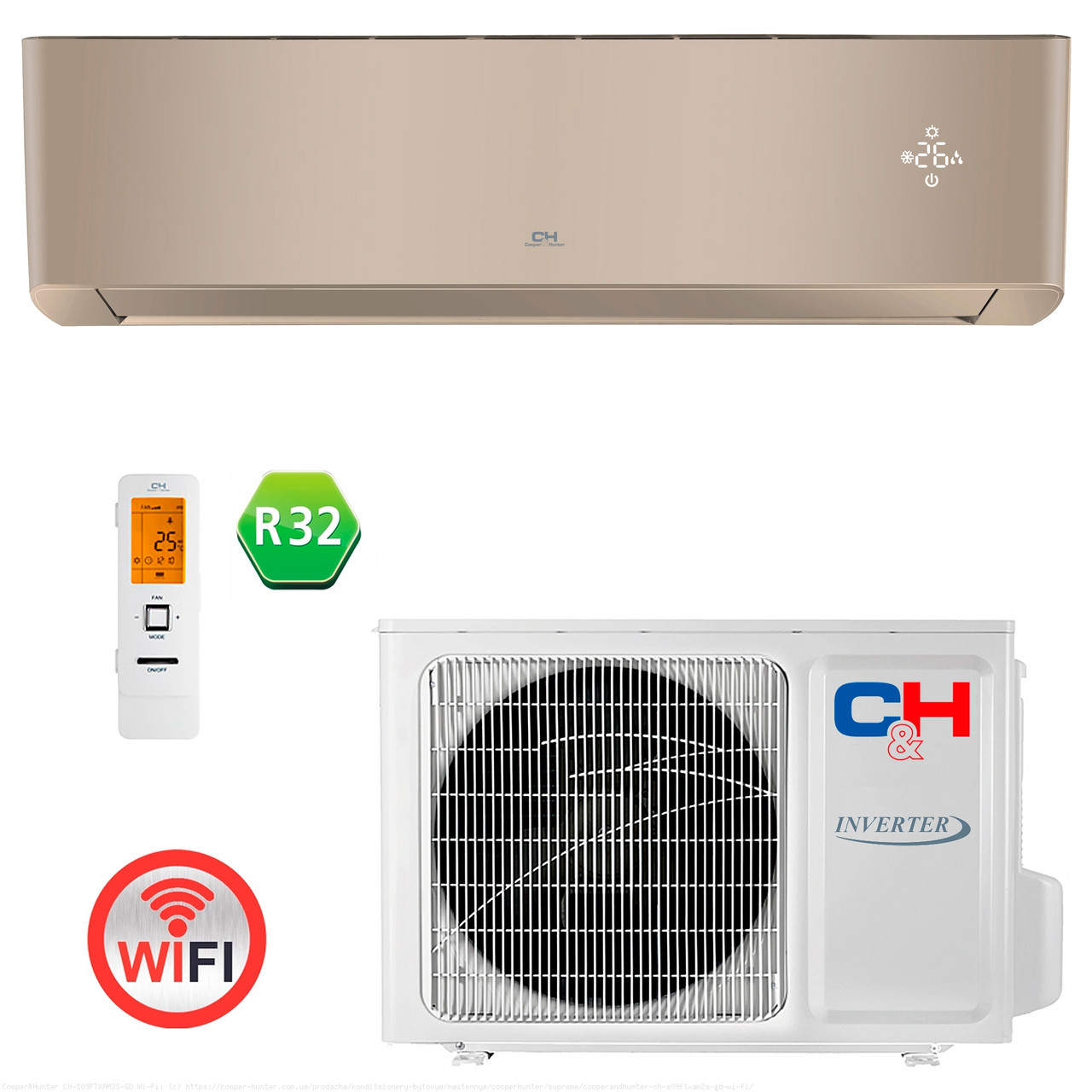 Кондиціонер тепловий насос Cooper&Hunter CH-S24FTXAM2S-GD Wi-Fi