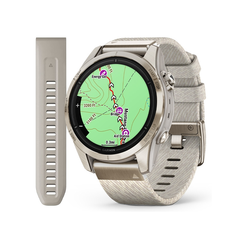 Смарт-годинник Garmin Epix Pro (Gen 2) - Sapphire Edition 42 mm - ніжно-золотистий з нейлоновим ремінцем