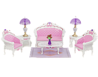 Гостинная для кукол Барби мебель кукольная диван кресла столик аксессуары Gloria
