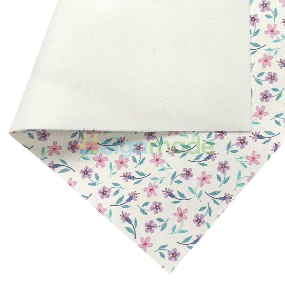 Кожзам з дрібними блискітками КВІТИ 1, 20х27 см, Китай, фото 1