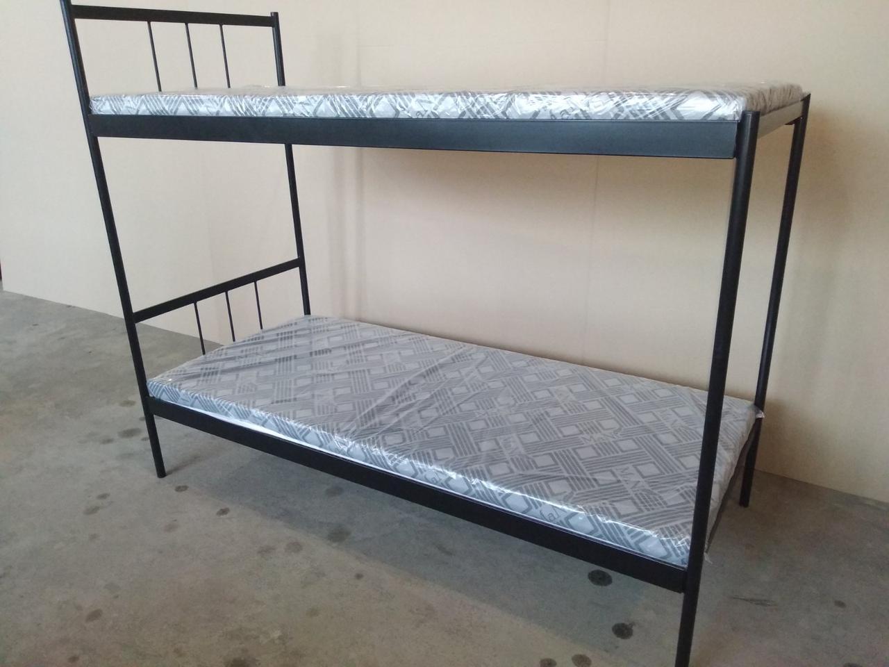 Ліжко металеве Двоярусне Basis DUO1 з основою під ватний матрац армійське ліжко