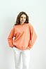 Костюм жіночий з оверсайз світшот і спортивні штани турецька тринитка колір персик із білим, фото 2