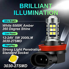 Світлодіодна лампа H11 LED H8 з лінзою протитуманка LED 27 SMD 3030 12-24 V