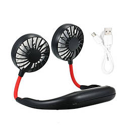 Вентилятор на шию Sport Fan, USB, Чорний / Акумуляторний портативний вентилятор / Спортивний міні вентилятор
