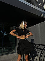Жіночий спідничний літній,стильний костюм 2-ка(топ поло+тенісна міні спідниця)Тенісний костюм.Костюм для заняття тенісом