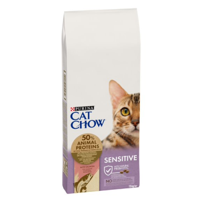 Сухий корм для котів з чутливим травленням Cat Chow (Кет Чау) Sensitive з лососем 15 кг
