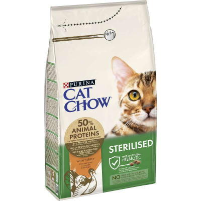Сухий корм для кастрованих котів та стерилізованих кішок Cat Chow (Кет Чау) Sterilised з індичкою 1,5 кг