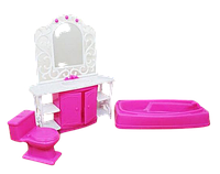 Ванна кімната для ляльок Барбі меблі лялькові умивальник унітаз столик із дзеркалом Gloria