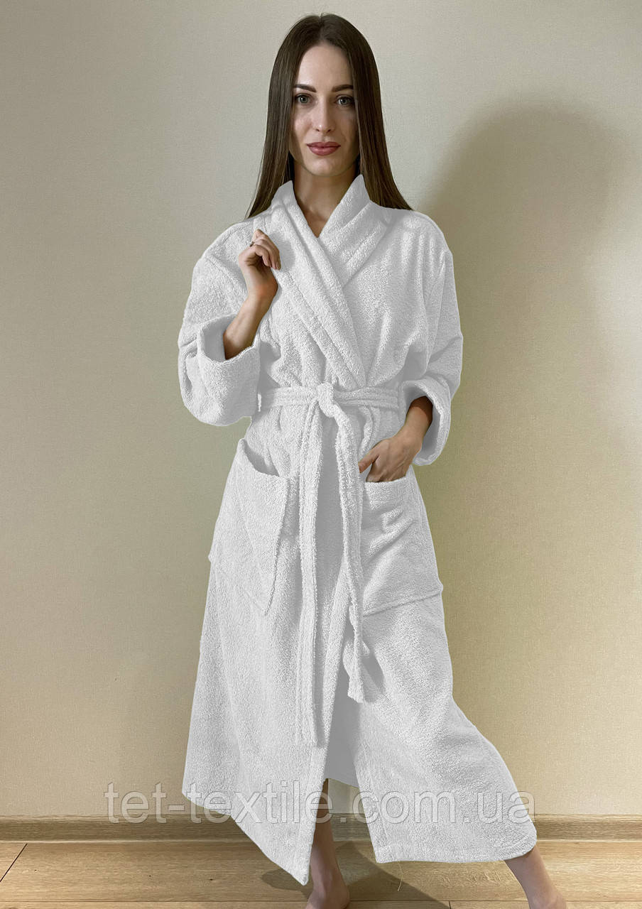 Халат махровий білий, розмір XL 54-56 / довжина 125 см.