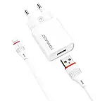 Мережевий зарядний пристрій Tornado TD-14 (1USB/2.1A/1м) + USB кабель Lightning- білий, фото 2