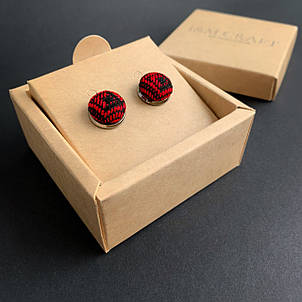 Запонки I&M Craft c Українською вишивкою, чорні з червоним (500147UK), фото 2