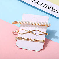 Набір шпильок для волосся, невидимки для волосся 4 шт, золоті, перлинні невидимки