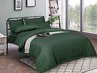 Сімейний набір 100% бавовняної постільної білизни зеленого кольору зі страйп-Сатину в смужку однотонний KRISPOL TM