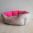 Лежанка для собак кішок великих середніх порід м'яке місце подушка Беж-Рожевий, фото 7