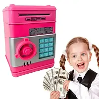 Электронная копилка с кодовым замком Розовый, Игрушечный сейф Coins & Bills Bank Safe